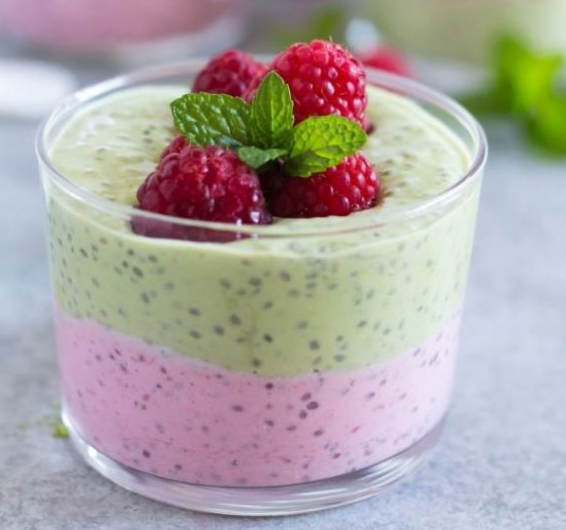 Málnás Matcha chia puding recept Málnás Matcha chia puding recept