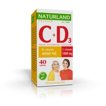 NATURLAND 1000 mg C-vitamin + 4000 NE D-vitamin tabletta 40 db
