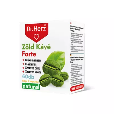 Dr. HERZ Zöld Kávé Forte + C-vitamin+Glükomannán kaspzula 60 db