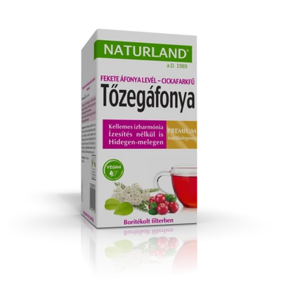 NATURLAND Prémium Tőzegáfonya-Fekete áfonya levél-cickafarkfű tea 20 filter