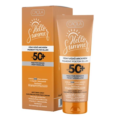 CAOLA Hello Summer Fényvédő arckrém pigmentfoltok ellen SPF50+,  75 ml