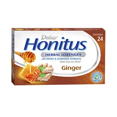 Dabur Honitus Ginger - gyömbér ízű gyógynövényes szopogató tabletta 24 db