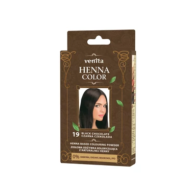 HENNA COLOR Hajszinezőpor Nr. 19 Fekete Csokoládé 25 g