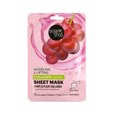 ORGANIC SHOP Bio Fátyolmaszk feszesítő szőlővel és növényi kollagénnel 25 g