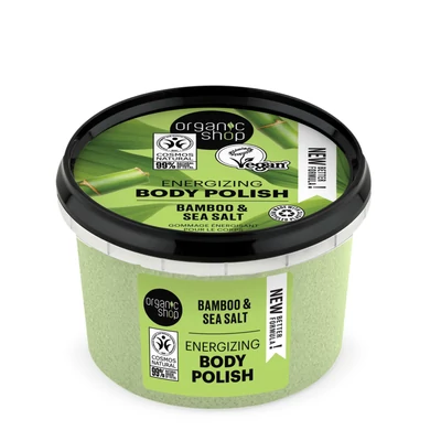 ORGANIC SHOP Energetizáló testpolír bambusszal és tengeri sóval 250 ml