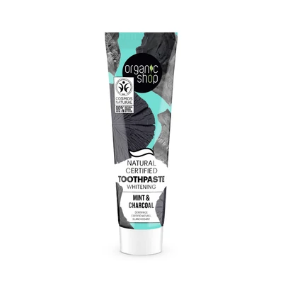 ORGANIC SHOP Természetes Fehérítő fogkrém mentával és szénnel 100 g