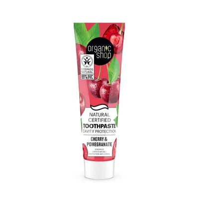 ORGANIC SHOP Természetes fogrkém fogszuvasodás ellen cseresznyével és gránátalmával 100 g