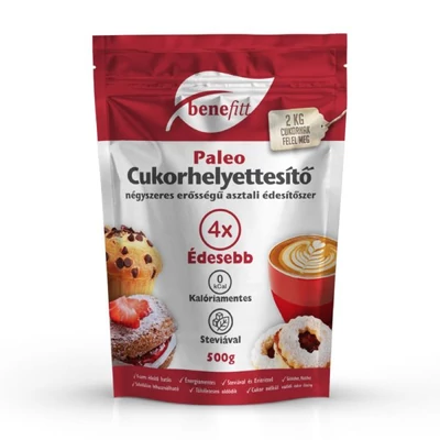BENEFITT Paleo Cukorhelyettesítő (eritrit-stevia) 4X erősségű 500 g