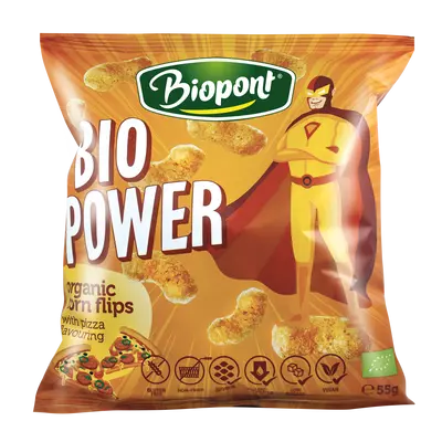 BIOPONT Bio Power Extrudált kukorica pizza ízesítésű 55 g