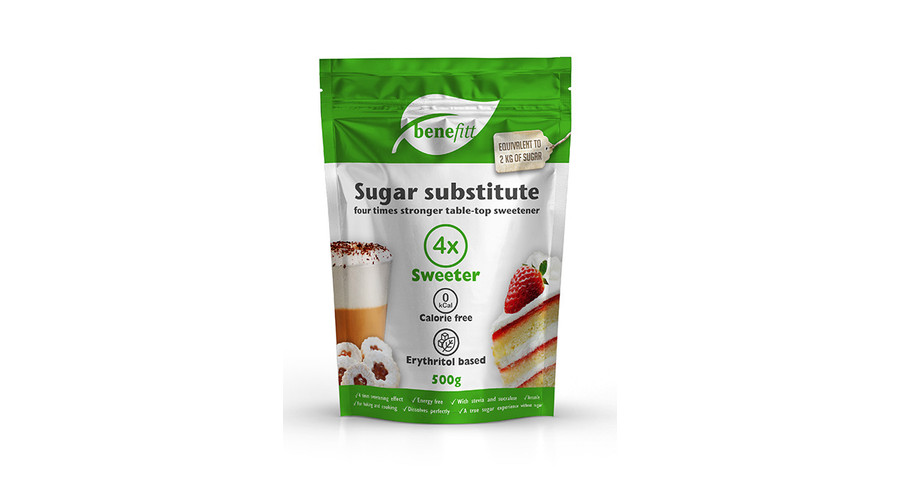 BENEFITT Cukorhelyettesítő (eritrit-stevia-szukralóz) 4X erősségű 500 g