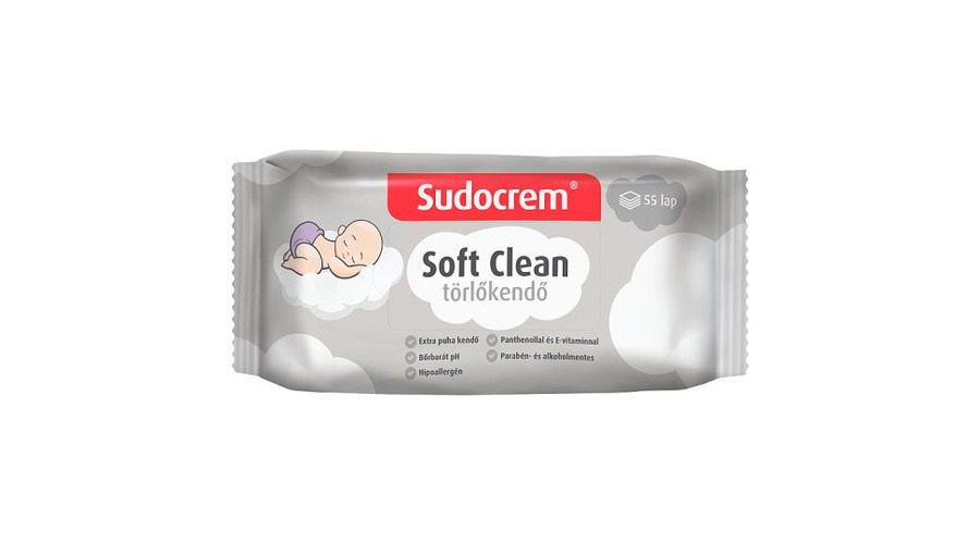 SUDOCREM Baba törlőkendő soft clean 55 db