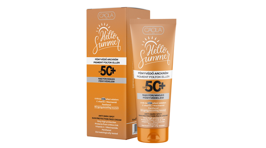 CAOLA Hello Summer Fényvédő arckrém pigmentfoltok ellen SPF50+, 75 ml