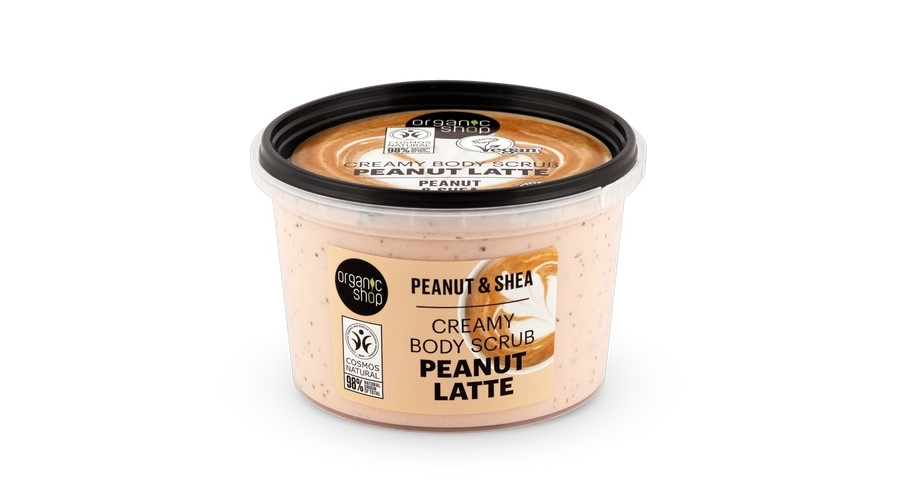 ORGANIC SHOP Bio Krémes testradír Peanut Latte - mogyoróval és shea vajjal 250 ml