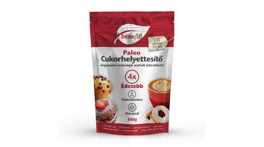 BENEFITT Paleo Cukorhelyettesítő (eritrit-stevia) 4X erősségű 500 g BENEFITT Paleo Cukorhelyettesítő (eritrit-stevia) 4X erősségű 500 g