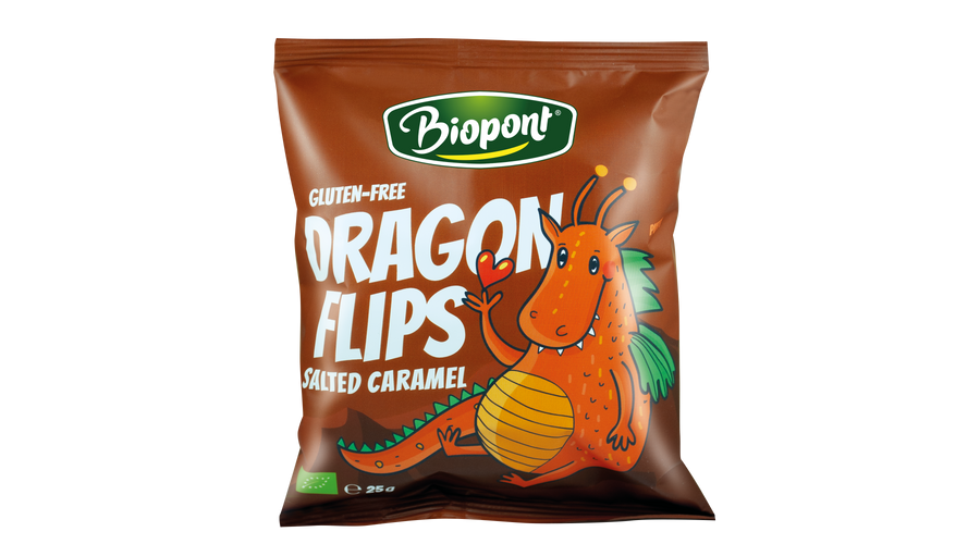 BIOPONT Dragon Flips - Bio Kukorica snack sós-karamellás 25 g BIOPONT Dragon Flips - Bio Kukorica snack sós-karamellás 25 g