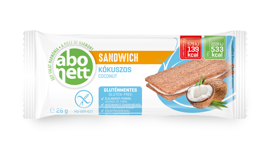 ABONETT Szendvics Kókuszos gluténmentes 26 g ABONETT Szendvics Kókuszos gluténmentes 26 g