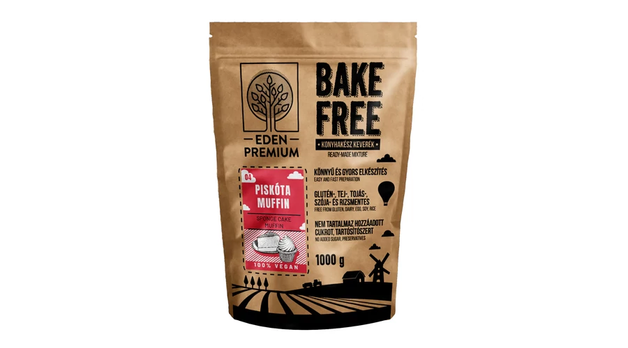 ÉDEN PRÉMIUM Bake-Free Piskóta-muffin lisztkeverék 1000 g ÉDEN PRÉMIUM Bake-Free Piskóta-muffin lisztkeverék 1000 g